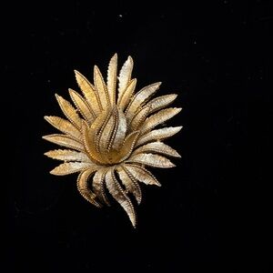Napier Vintage Elegant‎ Goldtone Leaf Brooch textured/ matte